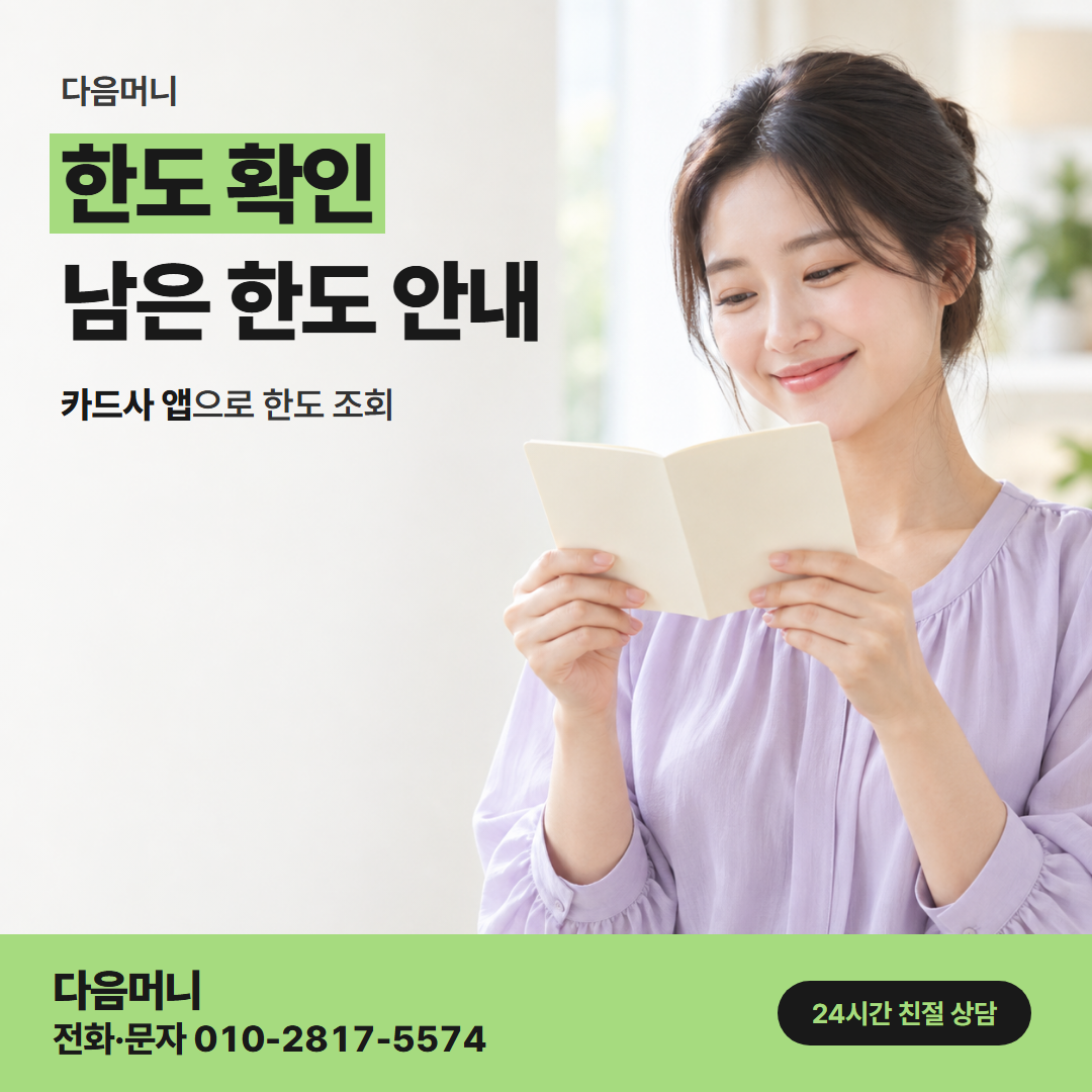 다음머니 다산카드깡 매달 결제 금액을 생각한 남은 한도